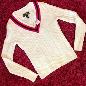 NWT Lauren Ralph Lauren White Cricket Sweater